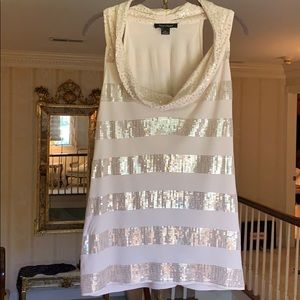 Cream w/ Gold Sequin White House Black Market Top